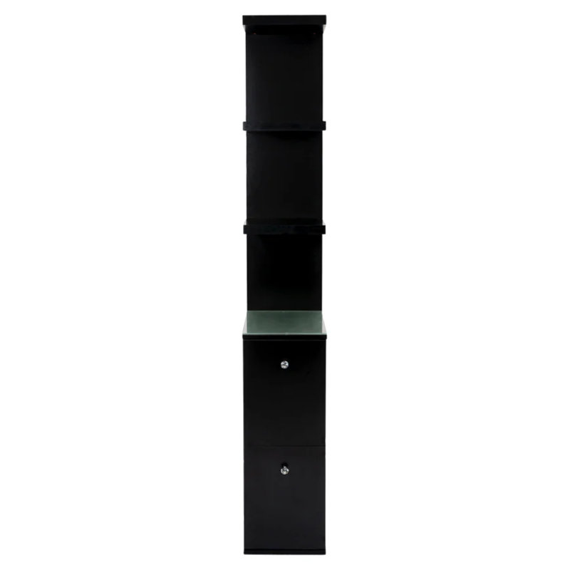 SlayStation Natalie Tall Column Shelves with Drawers, 3 Tier Vanity Display Shelves for Wall Storage, Black