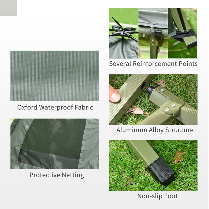 Green Portable Camping Cot Tent with Air Mattress and Sleeping Bag