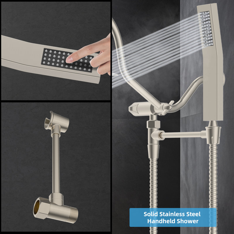 Chrome 10-Inch Dual Rainfall Shower Head with Handheld Wand