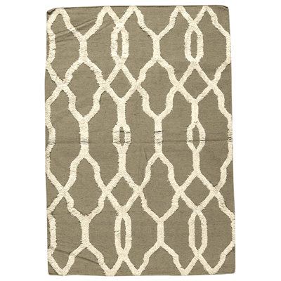 Tapis beige et ivoire noué à la main de haute qualité