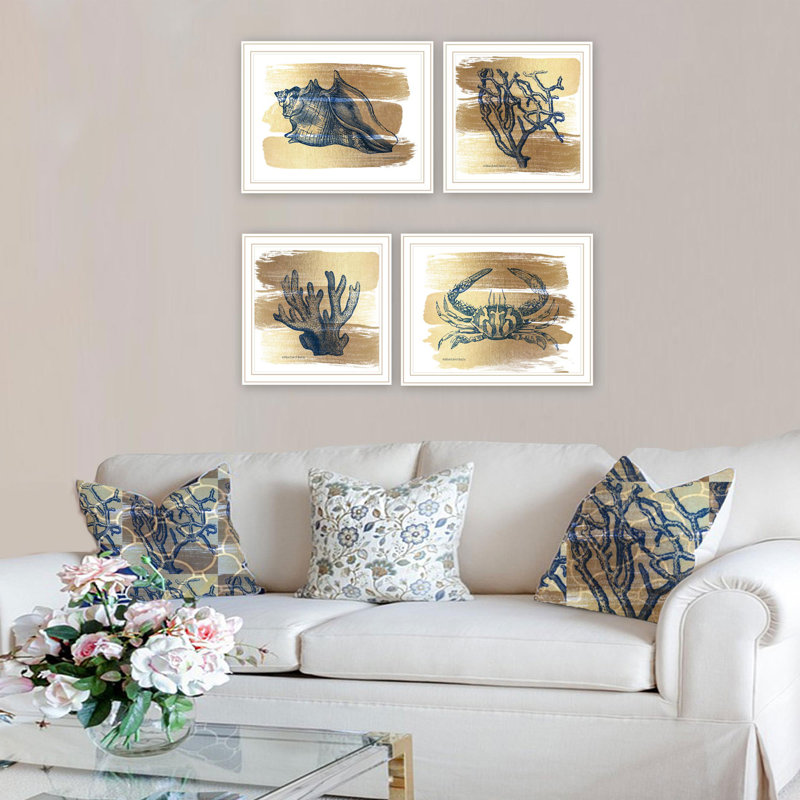 Art mural pour salon, chambre à coucher, impression d'art mural pour la maison par Bluebird Barn, 4 pièces, Blanc