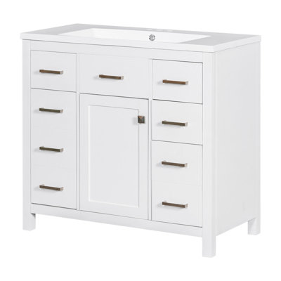 Razia 36 Inch Modern Bathroom Vanity Cabinet With Multifunctional Storage Space - 5 Drawers And 1 Door