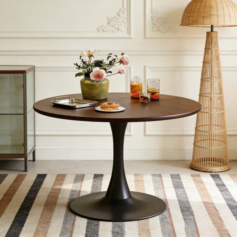 31.5'' Modern Dining Table, Walnut, Black