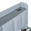 Grand lit plateforme tapissier avec rangement hydraulique, ports USB, similicuir gris