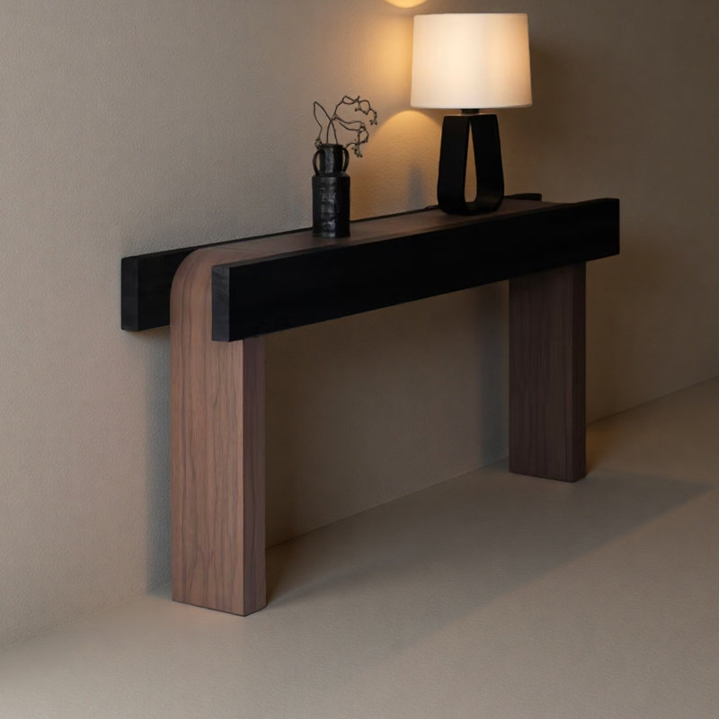 Console moderne en bois massif minimaliste, H 31,5 po x l 70,87 po x P 15,75 po
