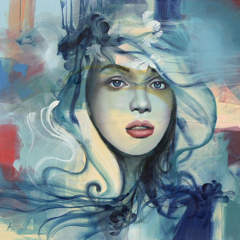 Alexandra, estampe numérique sur toile, signée par Andrea Palacios, 54 x 54 non étirée.