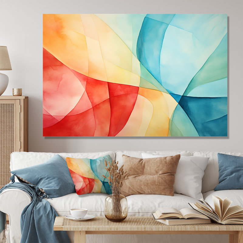 Mid-Century Pastel Color Collages III - Art mural géométrique, Toile tendue, H 40 po x l 60 po x P 1,5 po