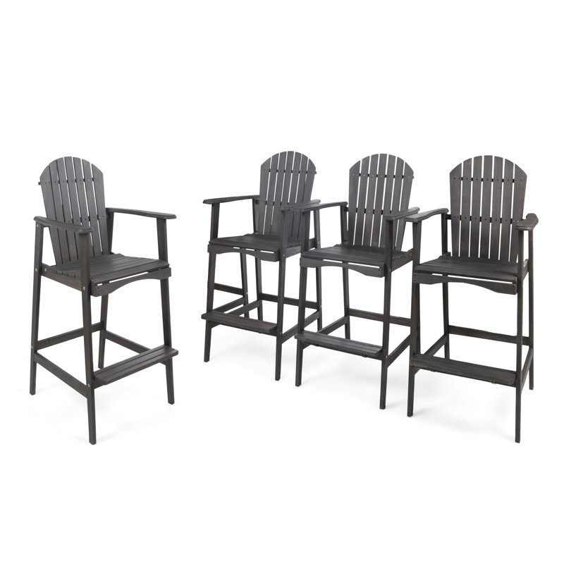 Chaise Adirondack en bois massif Lovina, Gris foncé