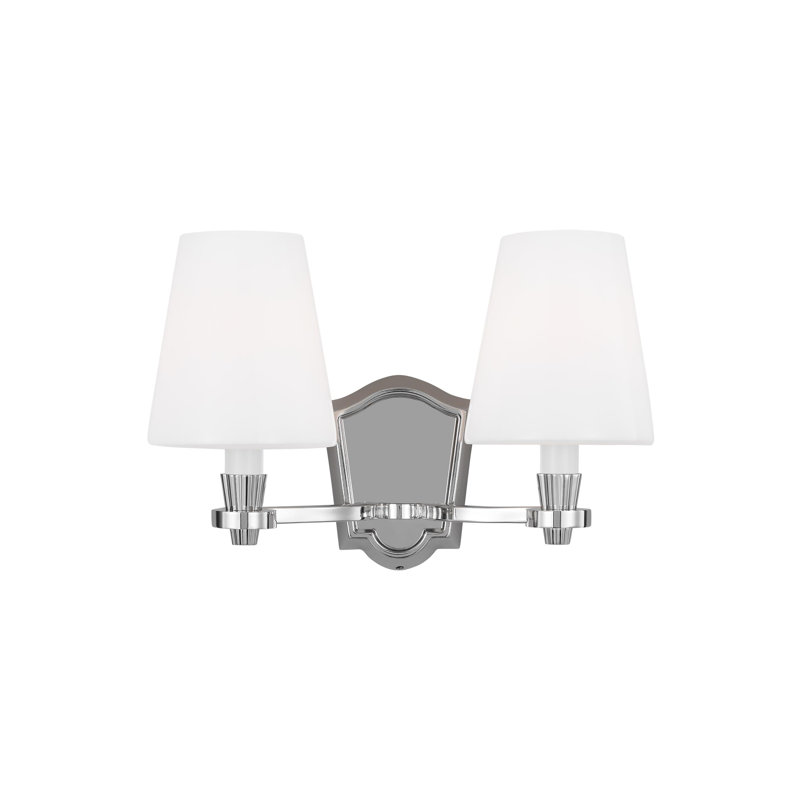 Polished Nickel 2-Light Glass Shade Vanity Fixture