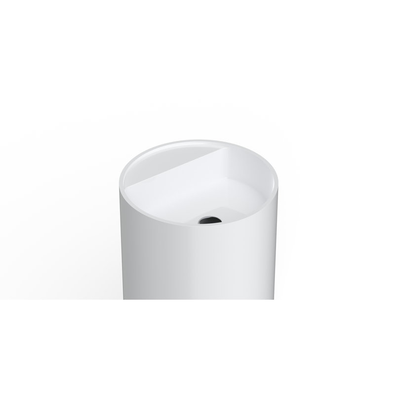 Badeloft Circular Stone Resin Freestanding Pedestal Bathroom Sink SB-03-A-G in Glossy White, Gloss White