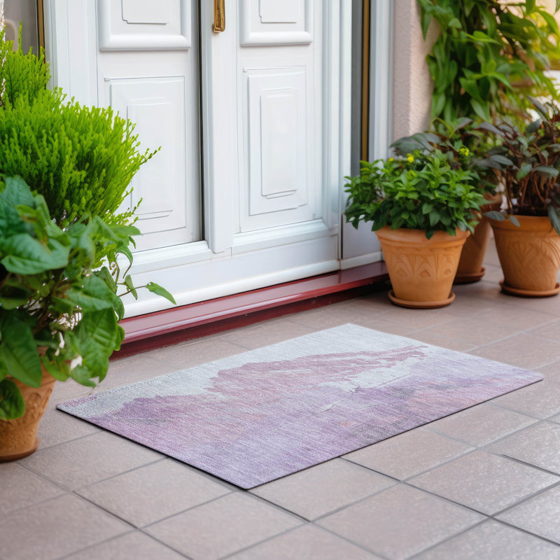 Tapis lavande lavable à la machine intérieur / extérieur Xhevrie, Rectangle 1 pi 8 po x 2 pi 6 po