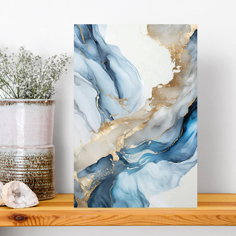 Blue Art Marble II 1 Piece Wrapped Canvas Wall Art, 45.72cm H x 30.48cm W