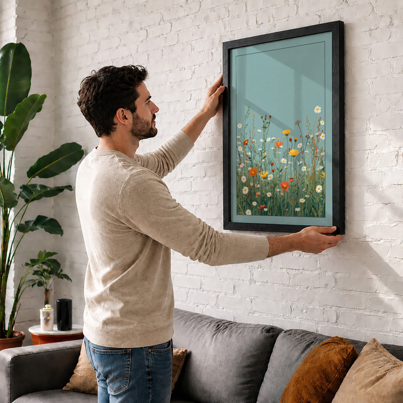 Wildflower Meadow Botanical - Print, A2 - 59.4 x 42.0 cm, Walnut