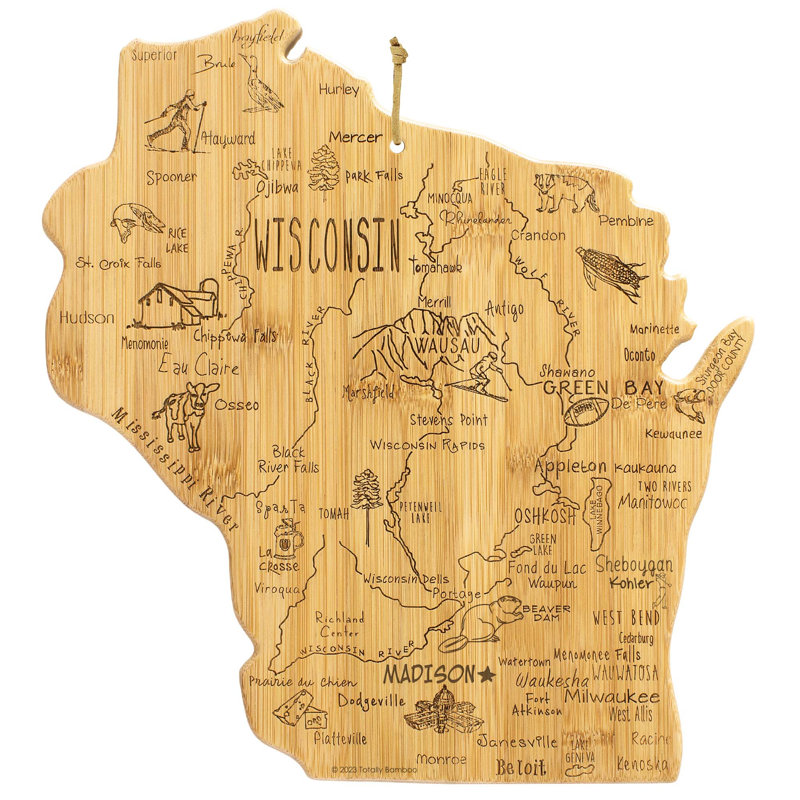 Totally Bamboo State Destination Series Bamboo Wisconsin Cutting Board
