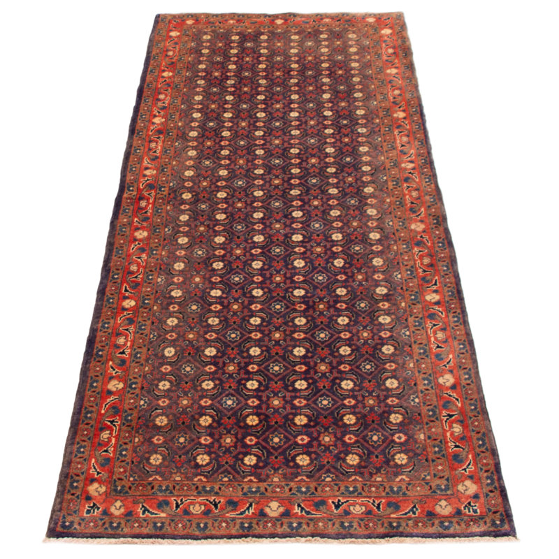 Tapis unique en laine bleu marine 3 pi 7 po x 10 pi 0 po Andelz