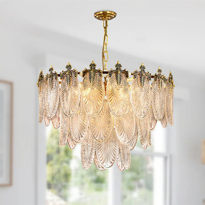 Gevan 8 - Light Dimmable Tiered Gold Chandelier With Crystal Accents