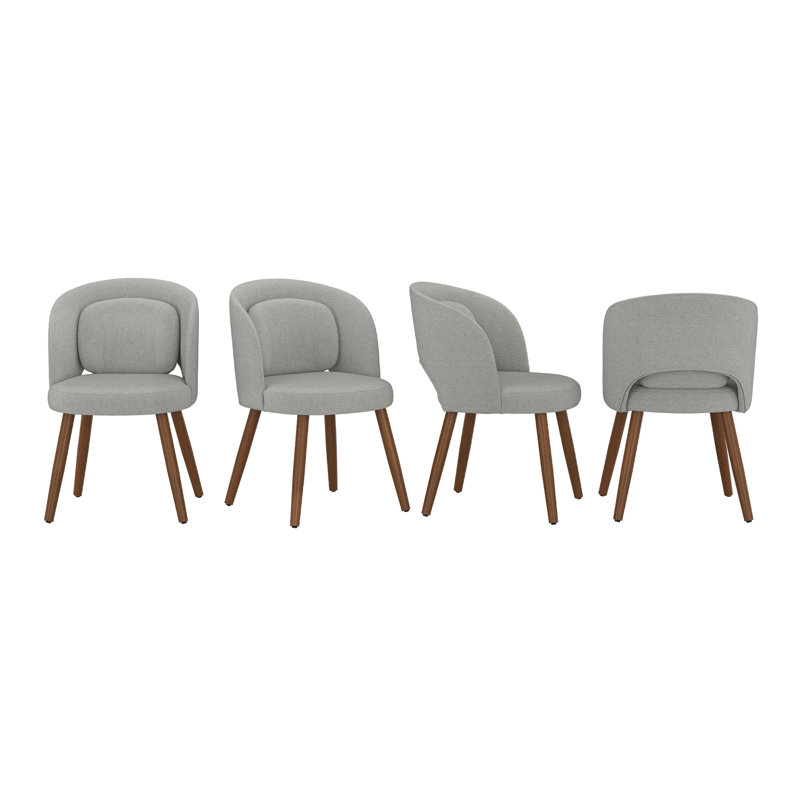 Katherine Upholstered Back Side Dining Chair, Linen Gray, 4