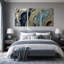 Ensemble de 3 toiles bleues et vertes-1040952302