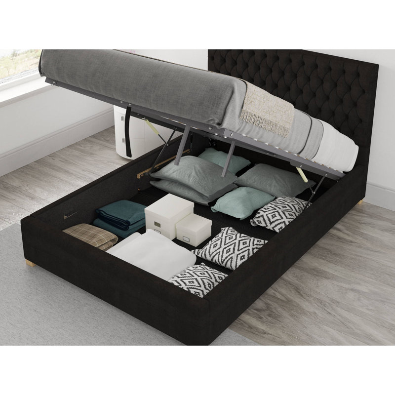 Central City Upholstered Ottoman Storage Bed, Double (4'6), Charcoal