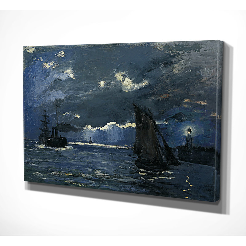 « seascape night effect », impression sur toile, H 18 po x l 27 po x P 1,5 po, Pas de tapis, Toile tendue