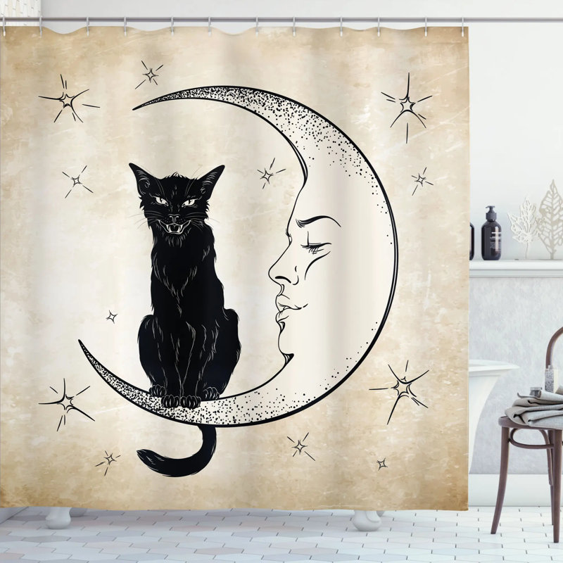 Ensemble de rideau de douche Moon + crochets, H 69 po x l 105 po