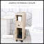 Armoire de rangement mince pour papier hygiénique, organisateur de salle de bain mobile avec tiroir ouvert et porte fermée, chariot à roulettes verrouillable pour petit coin de salle de bain