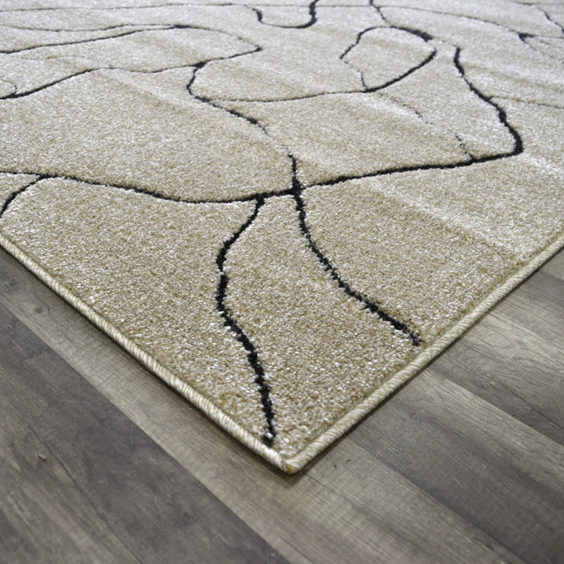 Tapis à oreilles de papillon contemporain N Peace, Rectangle 5 pi x 7 pi