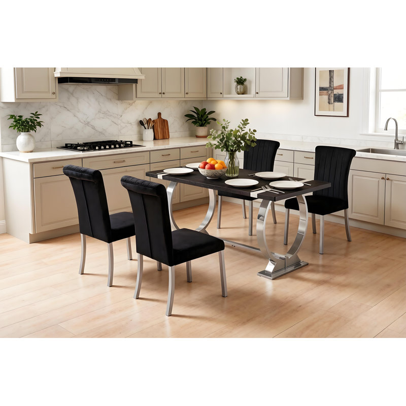 Ensemble de table de salle à manger 4 personnes avec 1 table et 4 coussins, ensemble de table de cuisine moderne et chaises