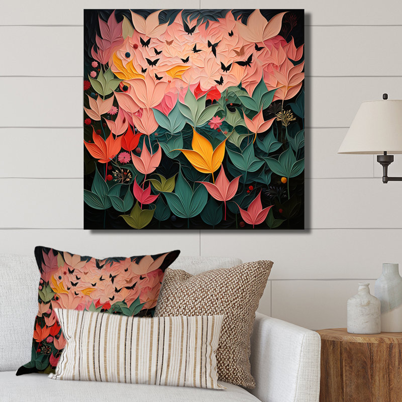 Élégance florale de chauve-souris, Toile tendue, H 36 po x l 36 po x P 1,5 po