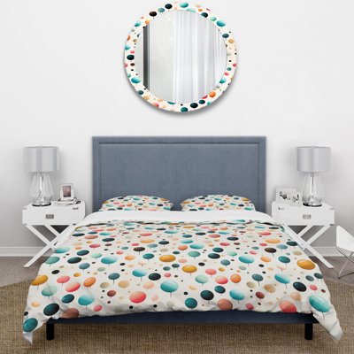 Green And Pink Cheerful Poka Dot Delight I Dots Duvet Cover
