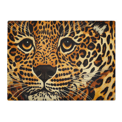 Dreamy Leopard  Glass Chopping Board