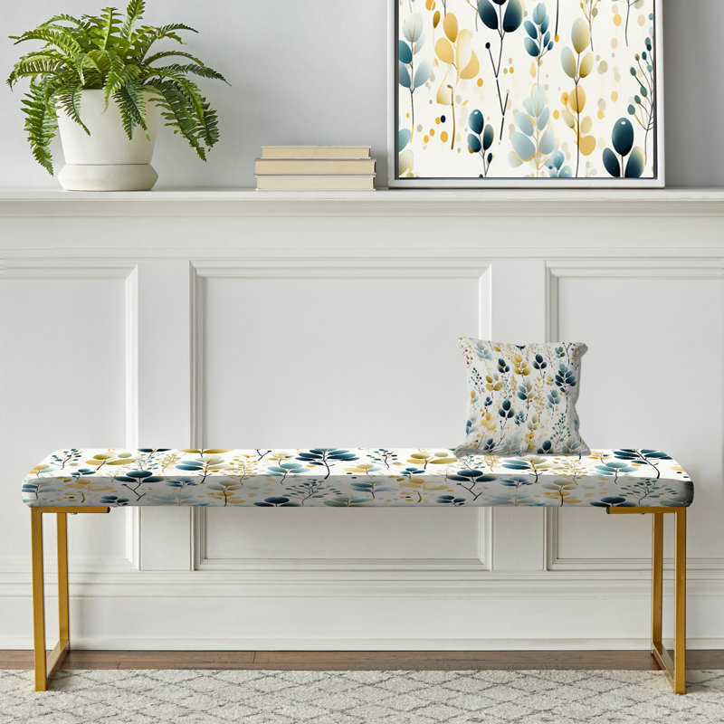 Minimalist Botanic - Plants Upholstered Gold Bench