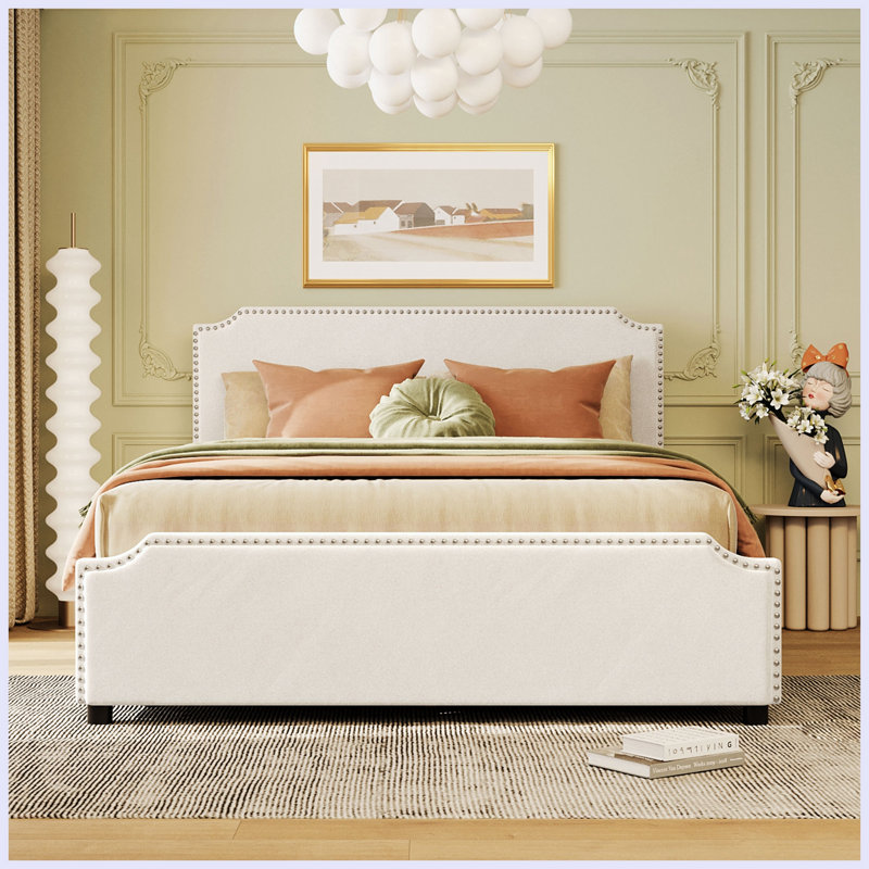 Grand lit plateforme avec rangement Ficarra, Blanc
