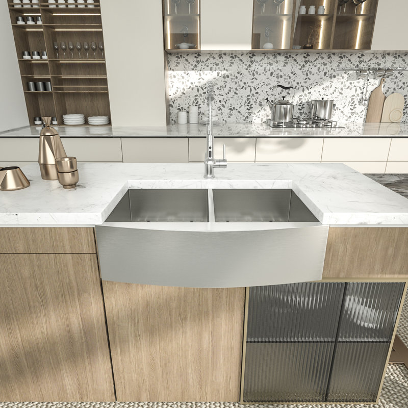 36'' L Farmhouse / Apron Double Bowl Stainless Steel Kitchen Sink