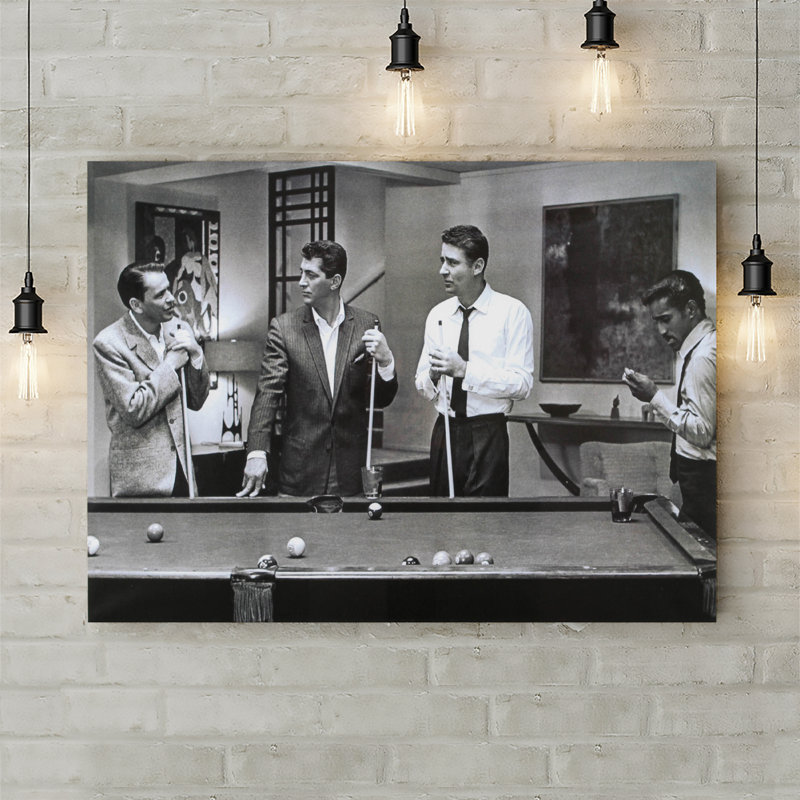 The Rat Pack Playing Pool - Wrapped Canvas Print, 84cm H x 120cm W x 3.8cm D