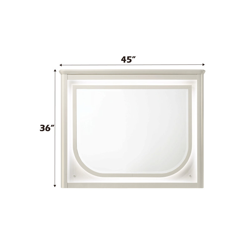 Pearl White Finish Mirror W/Led