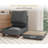 91" Modular Faux Leather Sectional Sofa With Storage Ottoman, Mid-Century Modern Reversible L-Shaped Couch With Padded Armrests, Grey-123828478