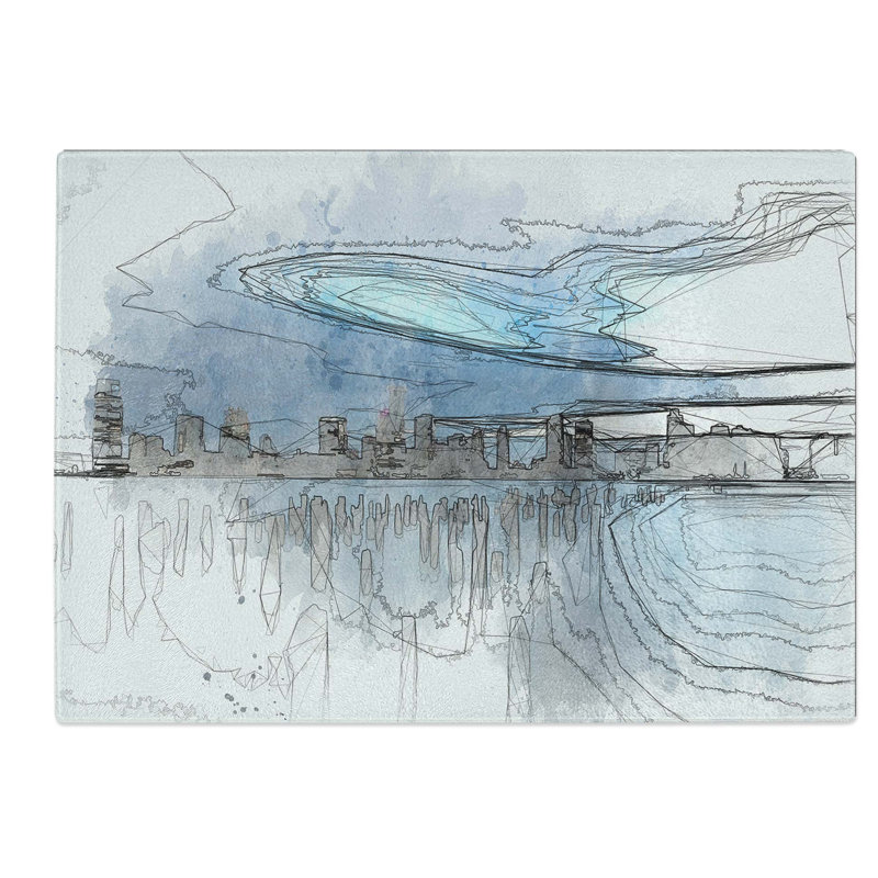 Tempered Glass New Jersey Skyline Chopping Board, 28.5 cm W x 20 cm L