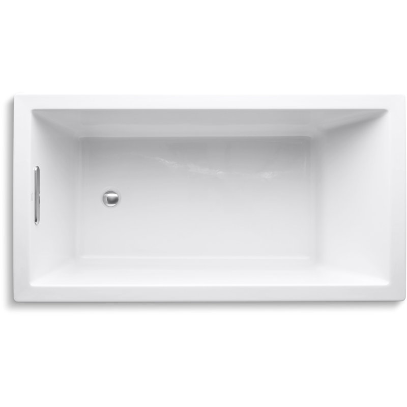 Underscore 60" x 32" Drop In Soaking Acrylic Bathtub, White, 21" H x 32" W x 60" D