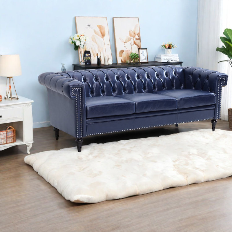 Élégant canapé de 83,66 po de largeur, en cuir synthétique, de style traditionnel pour la maison