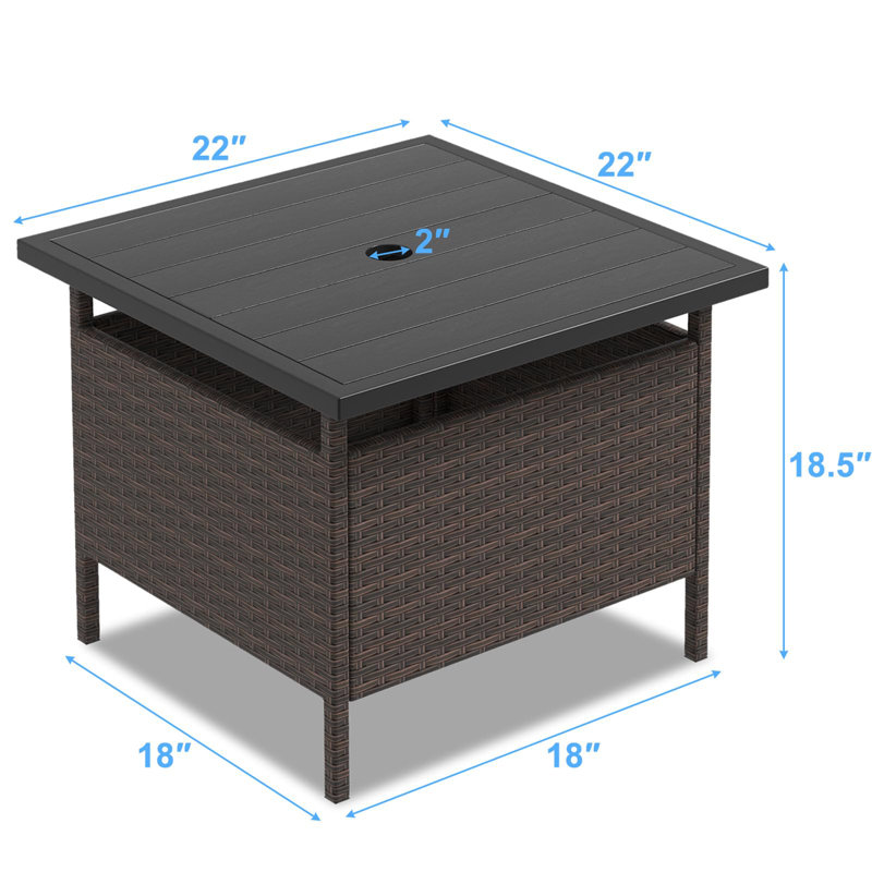Table d'appoint d'extérieur carrée L 22 po x l 22 po Kuwanda