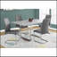 Table de salle à manger, rectangulaire, 60 po, cuisine, salle à manger, stratifié gris, métal chromé, contemporain, moderne