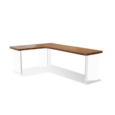 Bureau rectangulaire brun, bois massif transparent et acrylique