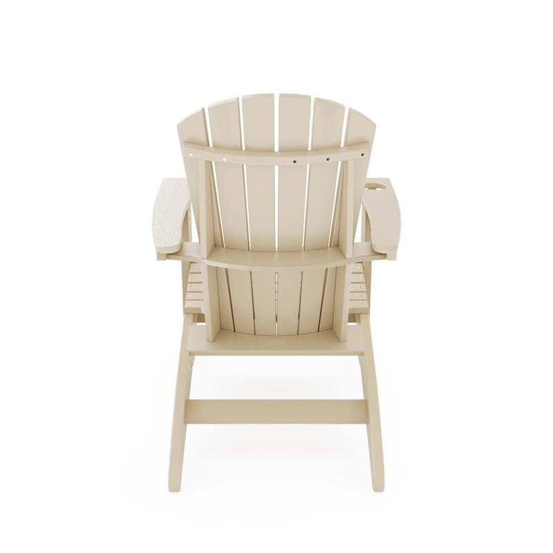 Sturdy HDPE Poly Lumber Adirondack Chair for Poolside, Patio, and Garden Relaxation with Curved Back, Beige