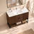 47.24'' Single Bathroom Vanities with White Stone Top, Brown Solid Wood, Fully Assembled