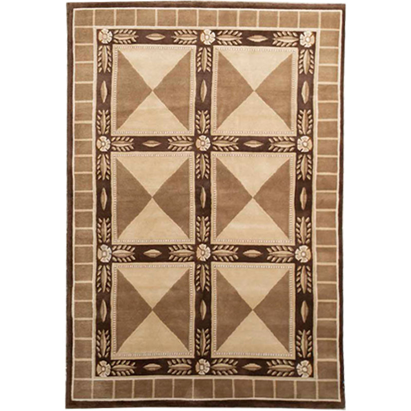 Himalayan Wool Geometric Area Rug in Beige