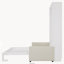 Lit escamotable double avec coussin, blanc