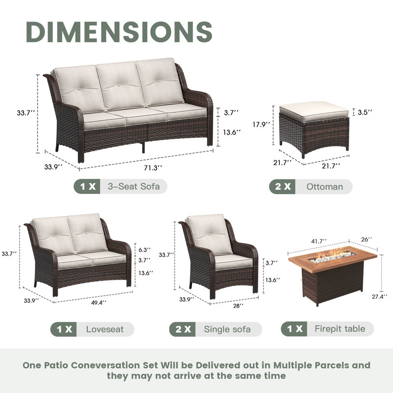 Outdoor Conversation Set, Sand/Brown