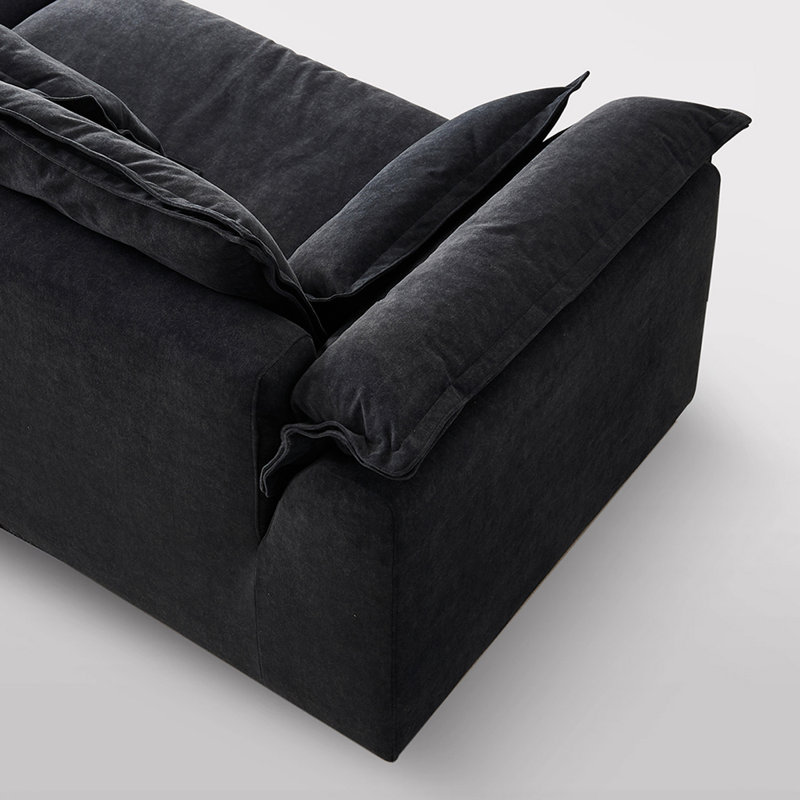 Canapé modulaire en polyester noir, 4, H 35,43 po x l 110,24 po x P 47,24 po, Noir