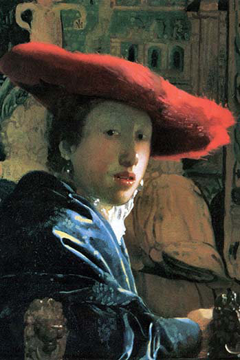 «Girl with Red Hat» par Johannes Vermeer, reproduction d'art